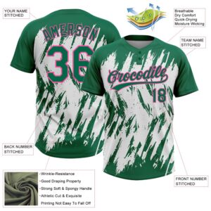 Kelly Green Pink White 3D Pattern Abstract Sharp Shape Two Button Unisex Softball Jersey Custom Team Softball Jersey 3 lwb025.jpg