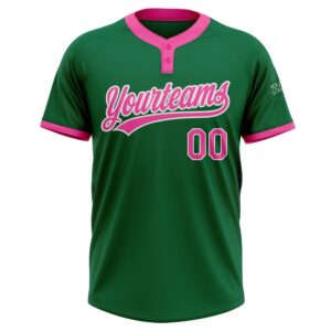 Kelly Green Pink White Two Button Unisex Softball Jersey Custom Team Softball Jersey 2 fvyp7c.jpg