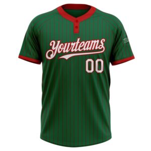 Kelly Green Red Pinstripe White Two Button Unisex Softball Jersey Custom Team Softball Jersey 2 hptjv7.jpg