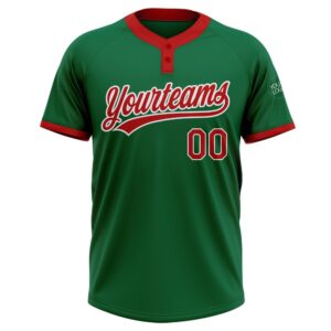 Kelly Green Red White Two Button Unisex Softball Jersey Custom Team Softball Jersey 2 gwmnbf.jpg