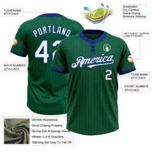 Kelly Green Royal Pinstripe White Two Button Unisex Softball Jersey Custom Team Softball Jersey 3 ll5riv.jpg