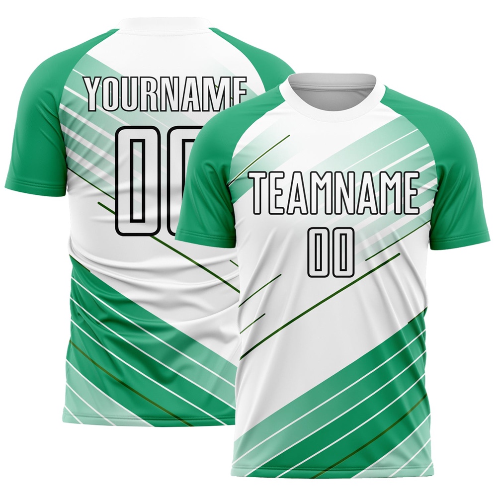 Kelly Green White Black Sublimation Soccer Uniform Jersey, Custom Team Soccer Jersey Shirt
