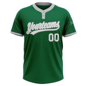 Kelly Green White Gray Two Button Unisex Softball Jersey Custom Team Softball Jersey 2 dcf7z2.jpg