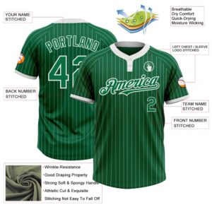 Kelly Green White Pinstripe White Two Button Unisex Softball Jersey Custom Team Softball Jersey 3 ci5sxd.jpg