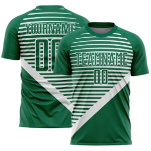 Kelly Green White Stripes Sublimation Soccer Uniform…