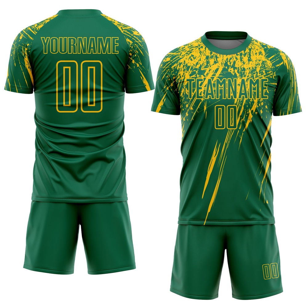 Kelly Green Yellow Sublimation Soccer Uniform Jersey, Custom Team Soccer Jersey Shirt Kelly Green Yellow Sublimation Soccer Uniform Jersey, Custom Team Soccer Jersey Shirt