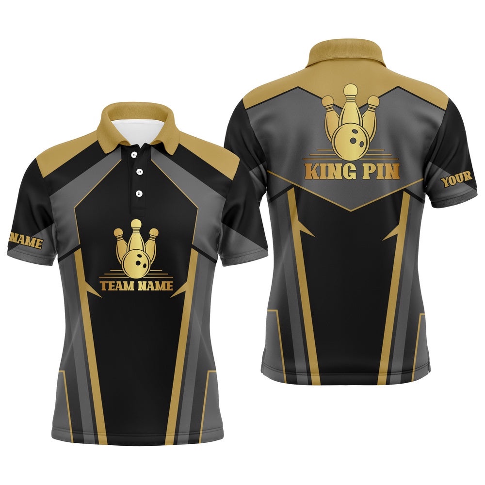 King Pin Custom Bowling Shirt For Men, Team Bowling Polo Short Sleeve, Print Men Bowlers Shirt, Personalized Bowling Team Shirt King Pin Custom Bowling Shirt For Men, Team Bowling Polo Short Sleeve, Print Men Bowlers Shirt, Personalized Bowling Team Shirt