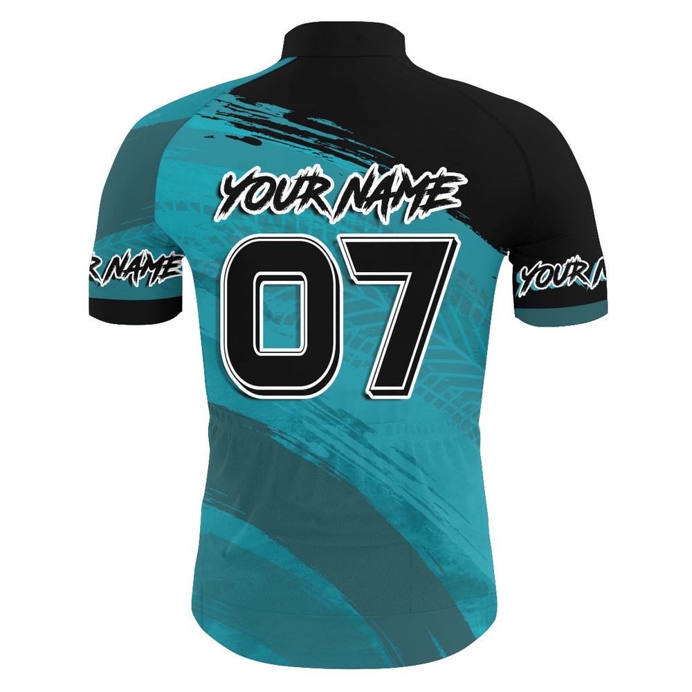 Lets Ride Custom Men Cycling Jersey Racing Blue Grunge Shirt Mountain Biking Gear Cycling Gift Idea, Custom Mono Cycling Jersey