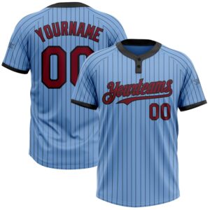 Light Blue Black Pinstripe Crimson Two Button…