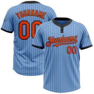 Light Blue Black Pinstripe Orange Two Button…