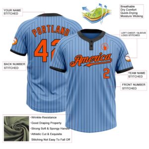 Light Blue Black Pinstripe Orange Two Button Unisex Softball Jersey Custom Team Softball Jersey 3 slfrck.jpg