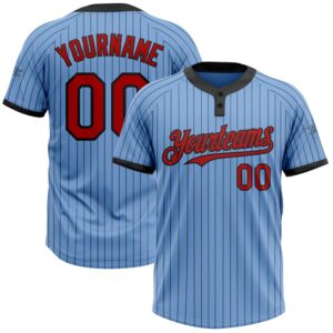 Light Blue Black Pinstripe Red Two Button…