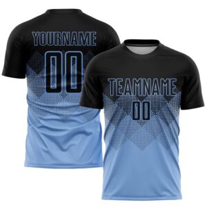 Light Blue Black Sublimation Soccer Uniform Jersey,…