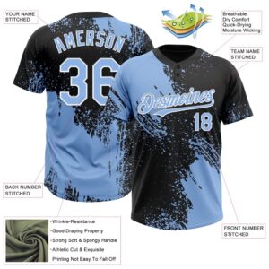Light Blue Black White 3D Pattern Abstract Brush Stroke Two Button Unisex Softball Jersey Custom Team Softball Jersey 3 fhlaah.jpg