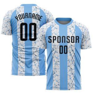 Light Blue Black White Sublimation Soccer Uniform…