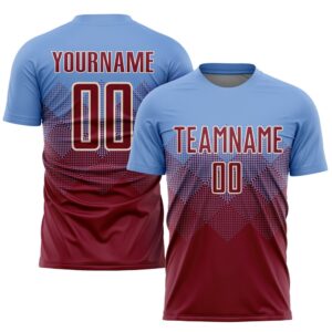Light Blue Crimson Cream Sublimation Soccer Uniform…