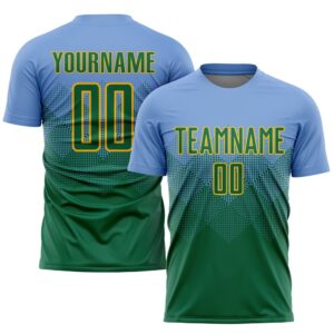 Light Blue Kelly Green Gold Sublimation Soccer…