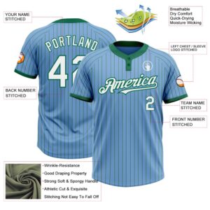 Light Blue Kelly Green Pinstripe White Two Button Unisex Softball Jersey Custom Team Softball Jersey 3 k0lwan.jpg