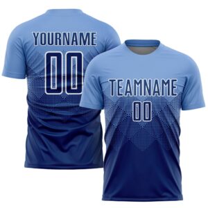 Light Blue Navy White Sublimation Soccer Uniform…