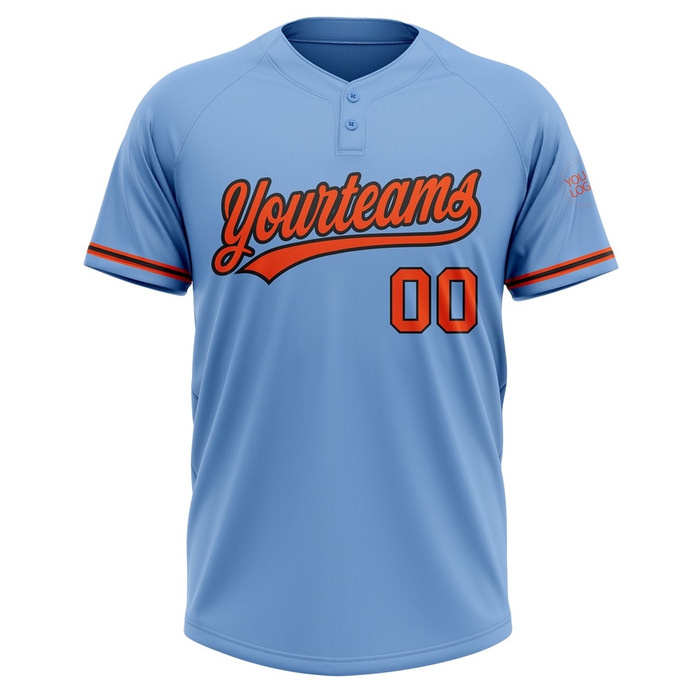 Light Blue Orange Black Two Button Unisex Softball Jersey, Custom Team Softball Jersey Light Blue Orange Black Two Button Unisex Softball Jersey, Custom Team Softball Jersey