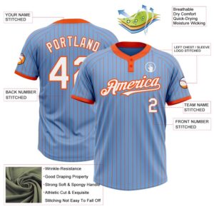 Light Blue Orange Pinstripe White Two Button Unisex Softball Jersey Custom Team Softball Jersey 3 hzyebd.jpg