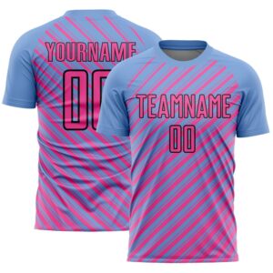 Light Blue Pink Black Slash Sublimation Soccer…