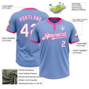 Light Blue Pink Pinstripe White Two Button Unisex Softball Jersey Custom Team Softball Jersey 3 tb3u39.jpg