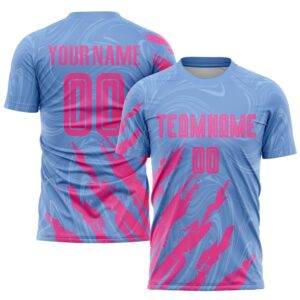 Light Blue Pink Sublimation Soccer Uniform Jersey,…