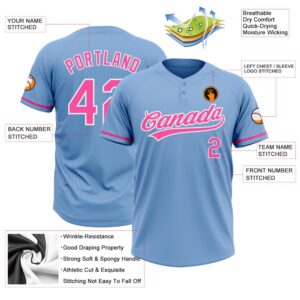 Light Blue Pink White Two Button Unisex Softball Jersey Custom Team Softball Jersey 3 ppsedb.jpg