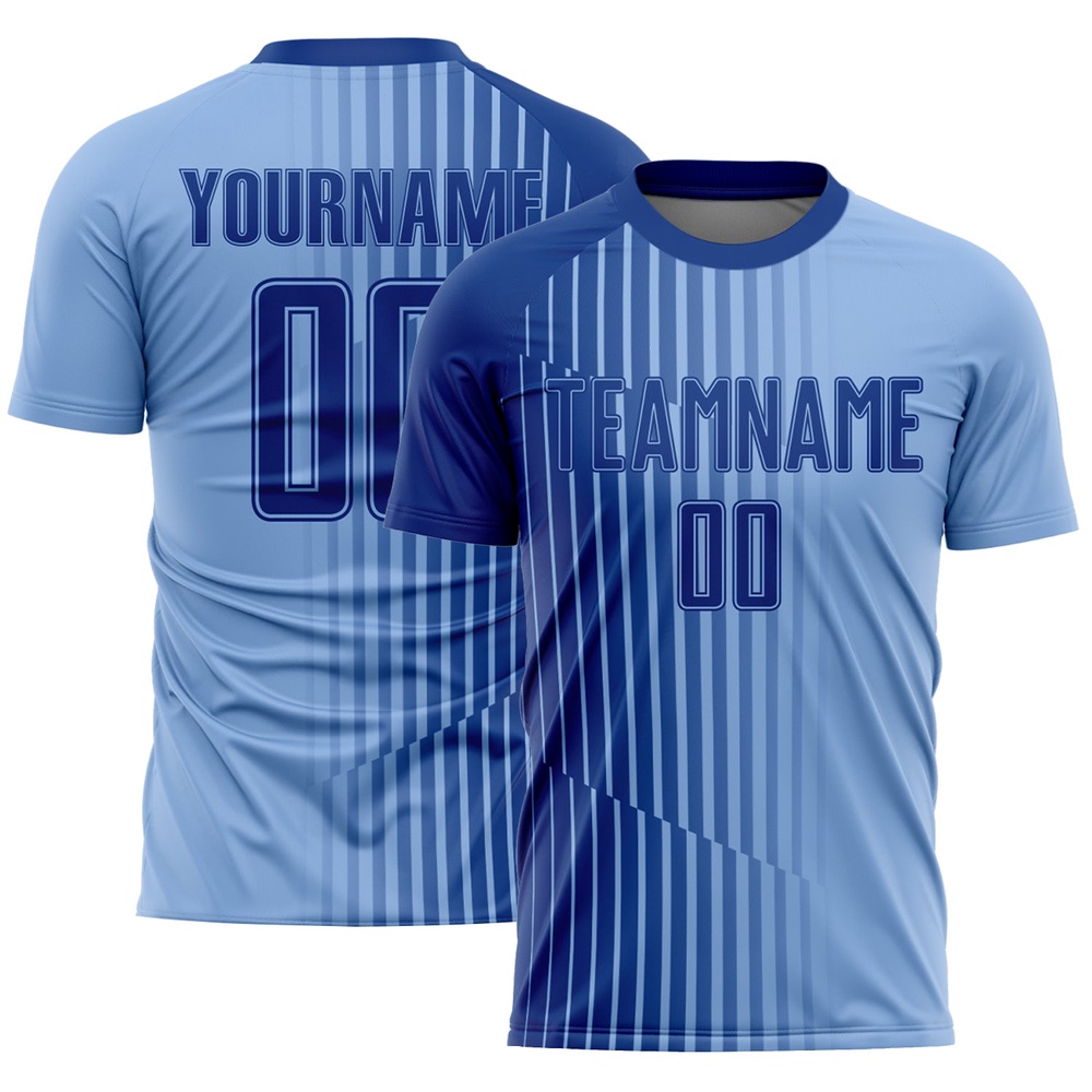 Light Blue Royal Lines Sublimation Soccer Uniform Jersey, Custom Team Soccer Jersey Shirt Light Blue Royal Lines Sublimation Soccer Uniform Jersey, Custom Team Soccer Jersey Shirt