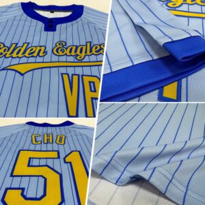 Light Blue Royal Pinstripe Old Gold Two Button Unisex Softball Jersey Custom Team Softball Jersey 2 i6qmxl.jpg