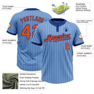 Light Blue Royal Pinstripe Orange Two Button Unisex Softball Jersey Custom Team Softball Jersey 3 em2sn6.jpg