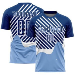 Light Blue Royal White Lines Sublimation Soccer…