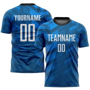 Light Blue White Black Sublimation Soccer Uniform…