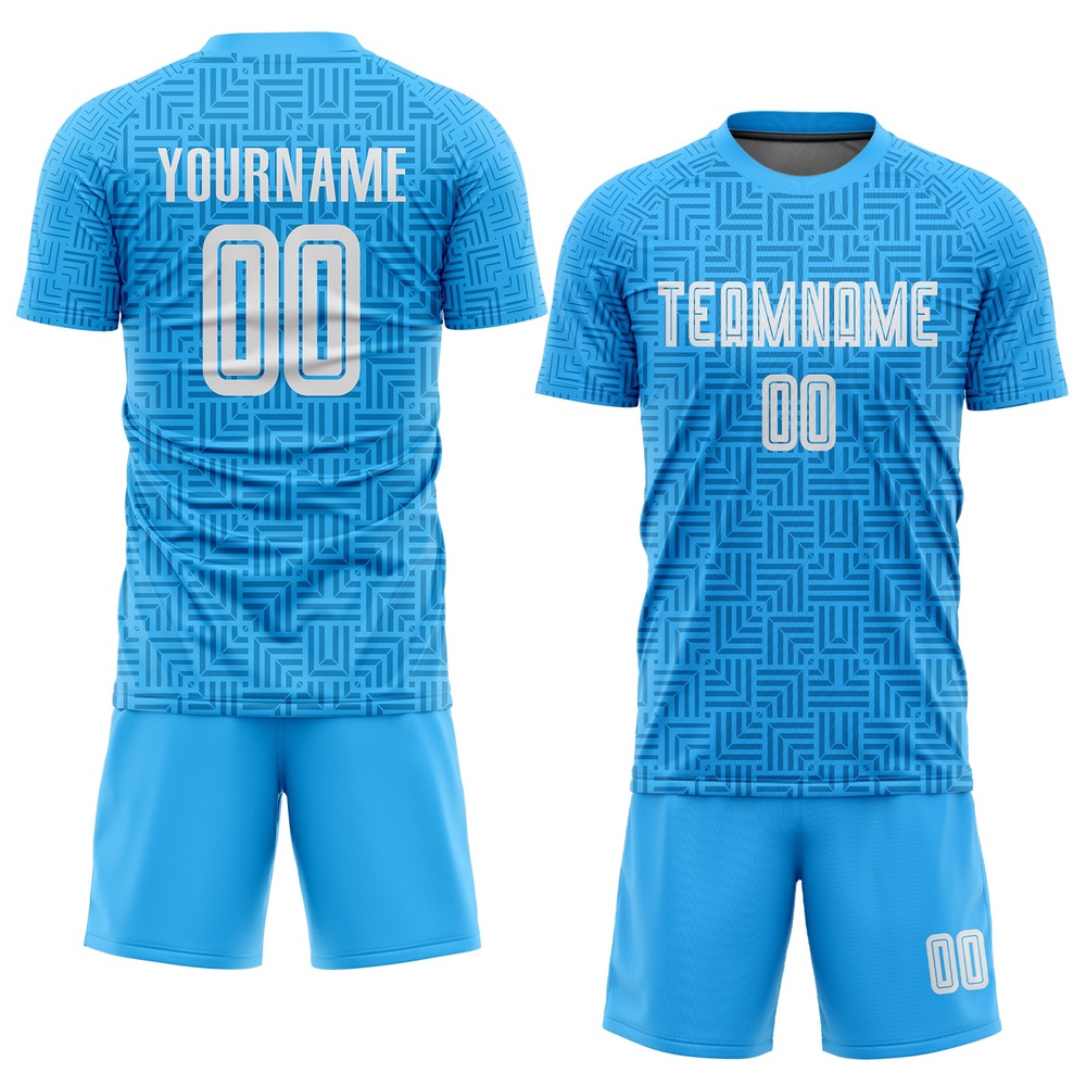 Light Blue White Home Sublimation Soccer Uniform Jersey, Custom Team Soccer Jersey Shirt Light Blue White Home Sublimation Soccer Uniform Jersey, Custom Team Soccer Jersey Shirt