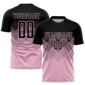 Light Pink Black Sublimation Soccer Uniform Jersey,…