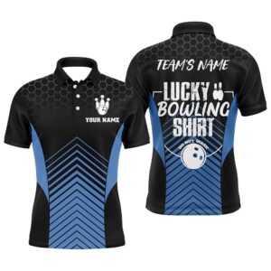 Lucky Bowling Shirt, Funny Blue Polo Bowling…