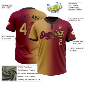 Maroon Old Gold Black Gradient Fashion Two Button Unisex Softball Jersey Custom Team Softball Jersey 3 yfatna.jpg
