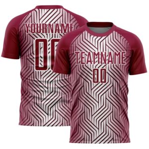 Maroon White Lines Sublimation Soccer Uniform Jersey,…
