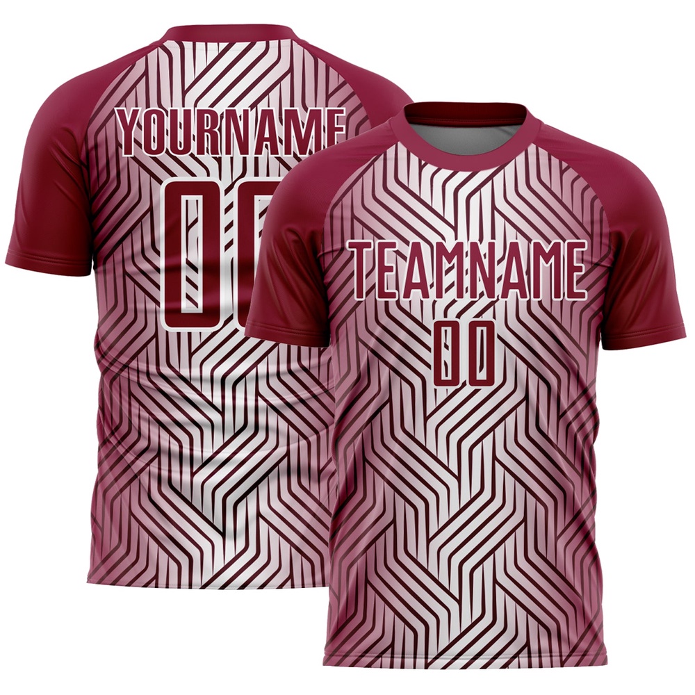 Maroon White Lines Sublimation Soccer Uniform Jersey, Custom Team Soccer Jersey Shirt Maroon White Lines Sublimation Soccer Uniform Jersey, Custom Team Soccer Jersey Shirt