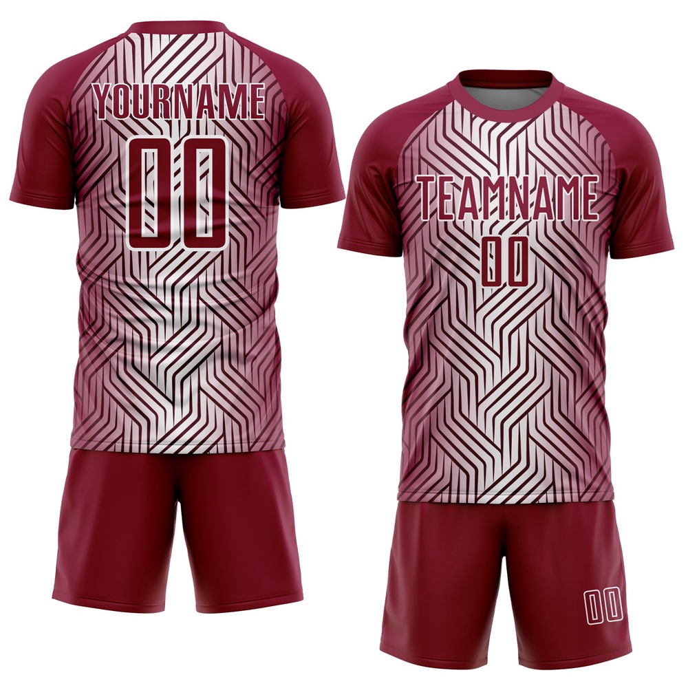 Maroon White Lines Sublimation Soccer Uniform Jersey, Custom Team Soccer Jersey Shirt Maroon White Lines Sublimation Soccer Uniform Jersey, Custom Team Soccer Jersey Shirt