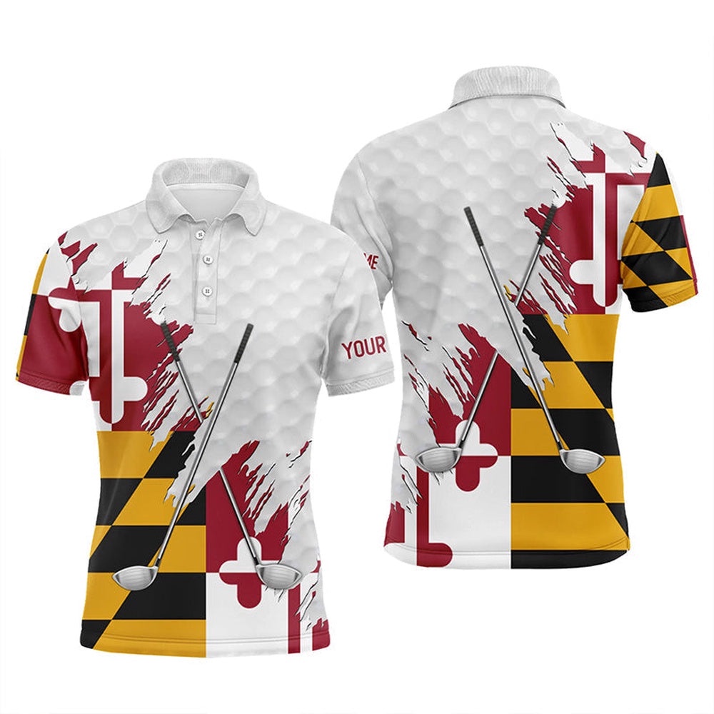Maryland Flag Golf Clubs Patriotic Custom Name White Men’s Team Men’s Golf Tops, Golf Polo Shirt, Golf Shirts Maryland Flag Golf Clubs Patriotic Custom Name White Men’s Team Men’s Golf Tops, Golf Polo Shirt, Golf Shirts