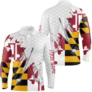 Maryland Flag Golf Clubs Patriotic Custom Name White Men s Team Men s Golf Tops Golf Polo Shirt Golf Shirts 2 hdqnl0.jpg