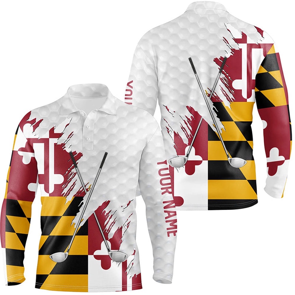 Maryland Flag Golf Clubs Patriotic Custom Name White Men’s Team Men’s Golf Tops, Golf Polo Shirt, Golf Shirts Maryland Flag Golf Clubs Patriotic Custom Name White Men’s Team Men’s Golf Tops, Golf Polo Shirt, Golf Shirts