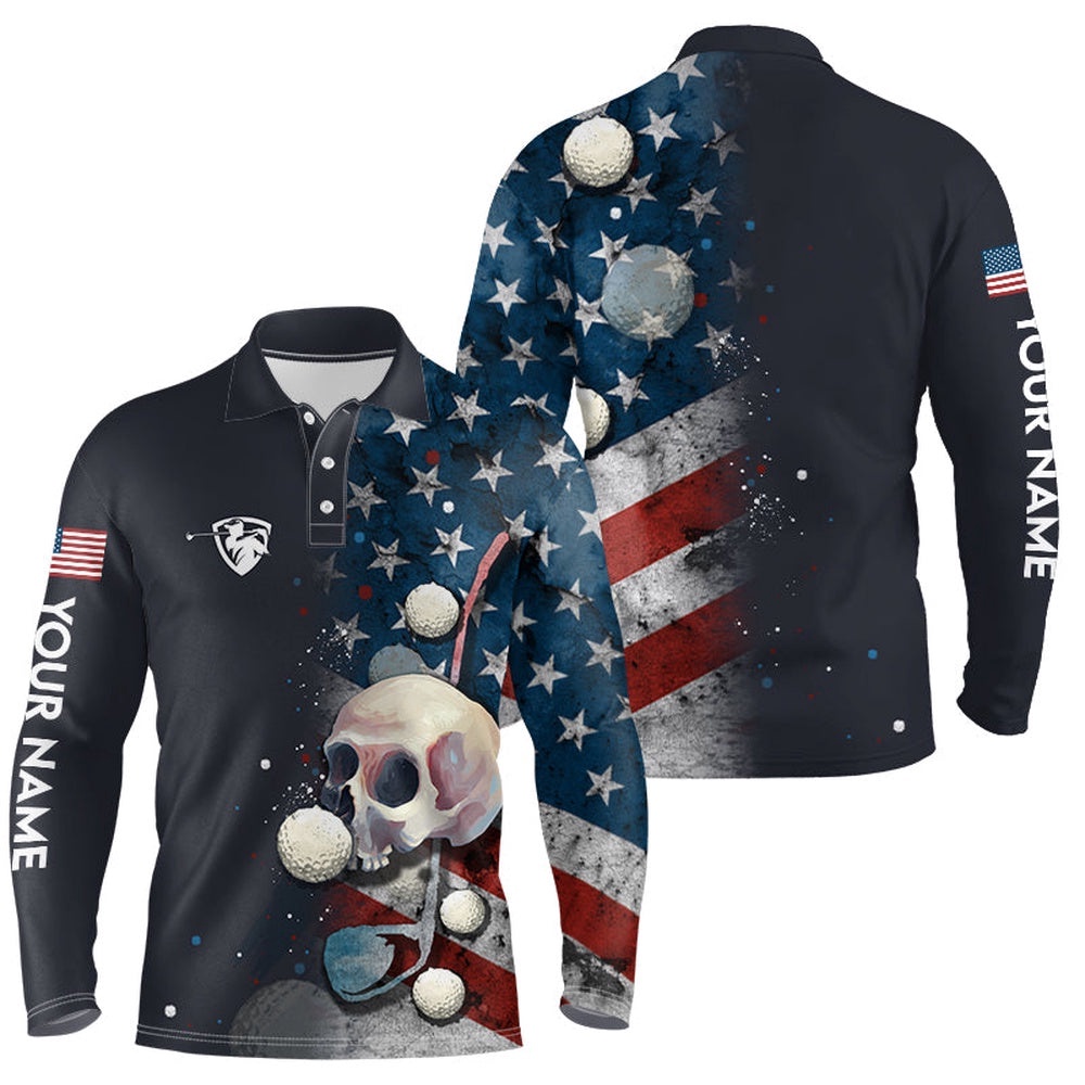 Men American Flag Golf Skull With Golf Ball Polo Shirt, Custom Name Golf Shirts For Men, Golf Polo Shirt, Golf Shirts Men American Flag Golf Skull With Golf Ball Polo Shirt, Custom Name Golf Shirts For Men, Golf Polo Shirt, Golf Shirts