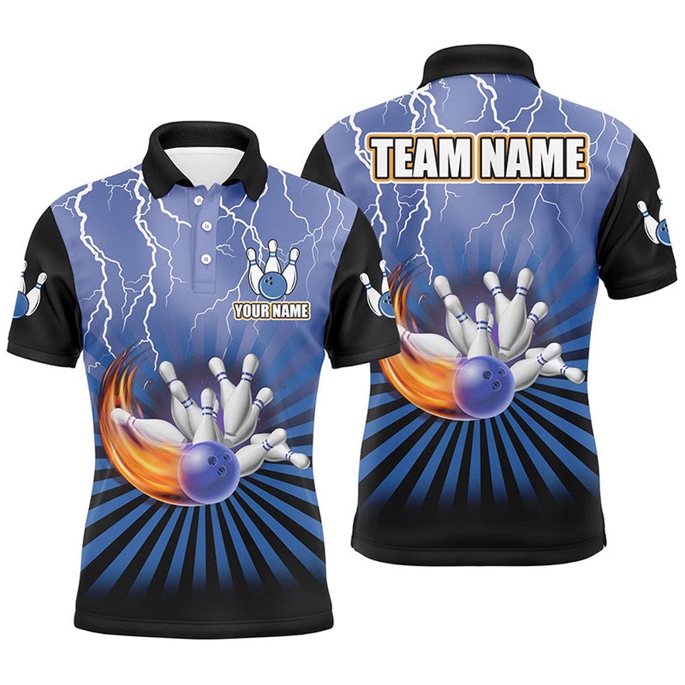 Men Bowling Polo Shirt Custom Lightning Storm Vintage Bowling Team Polo Shirt, Gift For Bowlers Blue, Personalized Bowling Team Shirt Men Bowling Polo Shirt Custom Lightning Storm Vintage Bowling Team Polo Shirt, Gift For Bowlers Blue, Personalized Bowling Team Shirt