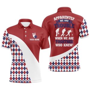 Men Bowling Shirt Red Argyle Bowling Polo…