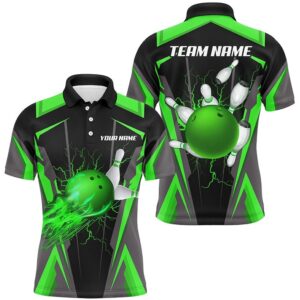 Men Bowling Shirts Flame Bowling Ball And…