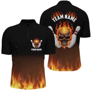 Men Bowling Shirts, Flame Skull Team Bowling…