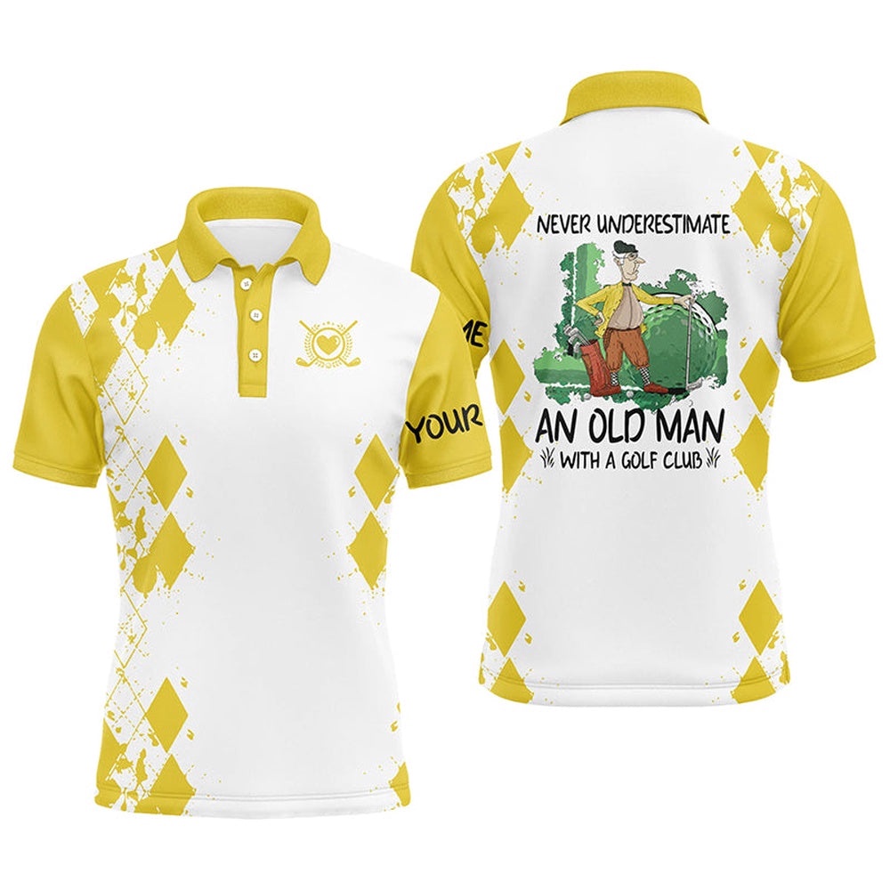 Men Golf Polo Shirts Never Underestimate An Old Man With A Golf Club Custom Golf Shirts For Menyellow, Golf Polo Shirt, Golf Shirts Men Golf Polo Shirts Never Underestimate An Old Man With A Golf Club Custom Golf Shirts For Menyellow, Golf Polo Shirt, Golf Shirts